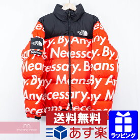 Supreme×THE NORTH FACE 2015AW Nuptse Jacket By Any Means Necessary シュプリーム×ノースフェイス 文字ヌプシジャケット ダウン エニーミーンズ 総柄 レッド サイズM プレゼント ギフト【191115】【中古-B】