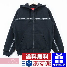 Supreme 2019AW Text Stripe Zip Up Hooded Sweatshirt シュプリーム テキストストライプジップアップフーデッドスウェットシャツ パーカー ロゴライン ブラック サイズL【200119】【新古品】【me04】