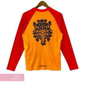 【BIG PRICE OFF】CHROME HEARTS Miami Limited Vine Dagger LS Tee クロムハーツ マイアミリミテッドヴァインダガーロングスリーブTシャツ 長袖カットソー ロンT ラグラン マイアミ限定 ロゴプリント オレンジ×レッド サイズM 【220703】【新古品】【me04】