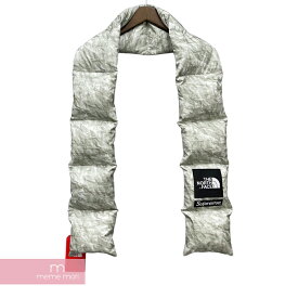 Supreme×THE NORTH FACE 2019AW Paper Print 700-Fill Down Scarf シュプリーム×ノースフェイス ペーパープリントダウンスカーフ マフラー 紙柄 ライトグレー【211105】【新古品】【me04】