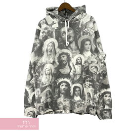 Supreme 2018AW Jesus and Mary Hooded Sweatshirt シュプリーム ジーザスアンドマリーフーデッドスウェットシャツ プルオーバー パーカー 総柄プリント ダークグレー サイズL【211210】【新古品】【me04】