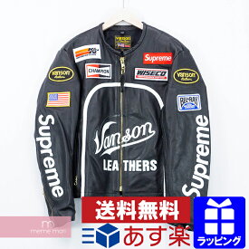 Supreme×VANSON 2017SS Leather Star Jacket シュプリーム×バンソン レザースタージャケット レーシングジャケット シングルライダース パッチ ブラック サイズM 【200126】