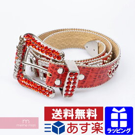 Supreme 2020SS B.B. SIMON Belt シュプリーム×ビービーサイモン ストーンロゴベルト スワロフスキー・クリスタル レザー レッド 【200504】【中古-A】【me04】【HW】
