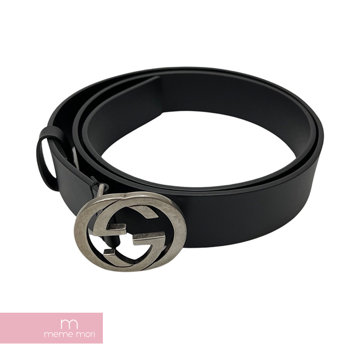 注目 GUCCI Leather Belt with Interlocking G Buckle 368186 グッチ