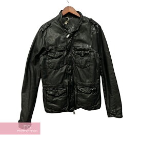 GIORGIO BRATO Leather Jacket ジョルジオブラット レザージャケット 革ジャン ジップブルゾン シワ・ヴィンテージ加工 ブラック サイズ48【231027】【中古-C】【me04】