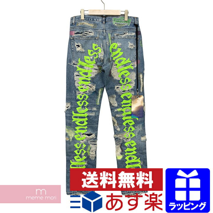 楽天市場】Endless Denim Embroidered and Distressed Denim Jeans 