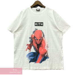 KITH×Marvel 2022SS Spider Man Action Vintage Tee キス×マーベル スパイダーマンアクションヴィンテージTシャツ 半袖カットソー ヴィンテージプリント加工 ホワイト サイズL 【221103】【新古品】【me04】