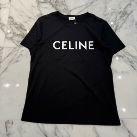 CELINE 2022SS Loose Cotton Jersey Tee 2X308916G Size L セリーヌ ルーズ コットン ジャージー Tシャツ 半袖カットソー ロゴプリント エディスリマン ブラック×ホワイト サイズL【250925】【中古-A】