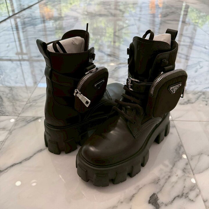 楽天市場】PRADA 2021SS Monolith Brushed Leather Re Nylon Poach 