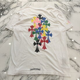 CHROME HEARTS 2021SS MLTCOL CEM CRS Tee Size XL クロムハーツ マルチカラー セメタリークロス Tシャツ 半袖カットソー ポケT スクロールロゴ ホワイト サイズXL【250911】【中古-B】