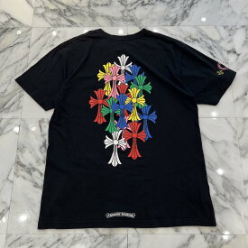 CHROME HEARTS 2021SS MLTCOL CEM CRS Tee Size XL クロムハーツ マルチカラー セメタリークロス Tシャツ 半袖カットソー ポケT スクロールロゴ 袖プリント ブラック×マルチカラー サイズXL【251127】【中古-B】