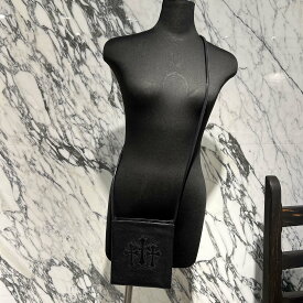 CHROME HEARTS Square Pocket 3 Cemetery Cross Leather Patch Shoulder Bag クロムハーツ スクエアポケット 3セメタリークロス レザーパッチ ショルダーバッグ シルバープレート カーフスキン ブラック【251118】【新古品】