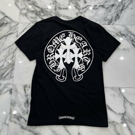 CHROME HEARTS Back 3 Cemetery Cross Horseshoe Tee Size S クロムハーツ バック 3セメタリークロス ホースシュー Tシャツ 半袖カットソー 胸ポケ CHロゴ スクロールロゴ オールドクロム ブラック×ホワイト サイズS【251016】【中古-B】