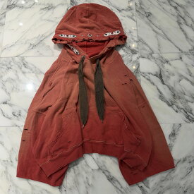 KAPITAL Thriller Distressed Devil Studs Pullover Hoodie K2411L C137 Size ONE SIZE キャピタル スリラー ディストレスト デビル スタッズ プルオーバー フーディ ジップパーカー スタッズリメイク ダメージ加工 レッド サイズONE SIZE【260503】【中古-A】
