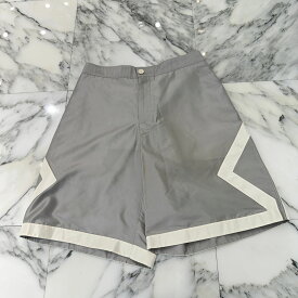 DIOR × AIR JORDAN 2020AW Air Dior Silk Shorts 033C103A4805 Size 46 ディオール×エア ジョーダン エアディオール シルクショーツ ハーフパンツ ジップフライ ロゴ刺繍 CDロゴ ロゴ刻印ボタン グレー×ホワイト サイズ46【260507】【中古-A】