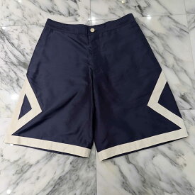 DIOR × AIR JORDAN 2020AW Air Dior Silk Shorts 033C103A4805 Size 44 ディオール×エア ジョーダン エアディオール シルクショーツ ハーフパンツ ジップフライ ロゴ刺繍 CDロゴ ロゴ刻印ボタン ネイビー×ホワイト サイズ44【260507】【中古-A】