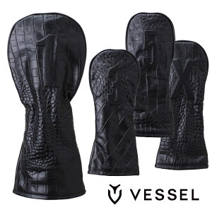 �x�[�� VESSEL �w�b�h�J�o�[ �V�F CROC BLACK �{�v�� HC1123 VESSEL LUX HEADCOVER �N���R�u���b�N
