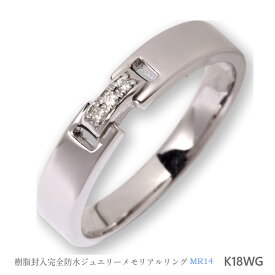 【MR14/K18WG】メモリアルリングMR14 地金：K18WG (18Kホワイトゴールド）ダイヤモンド　 〜遺骨リング　完全防水の指輪〜