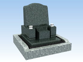 1平米区画 洋型墓石（巻き石外枠付き）ベーシック型 特級青御影石 ネイビーブルー文字彫刻付き 納骨室付き 付属品付き 設置工事費込み