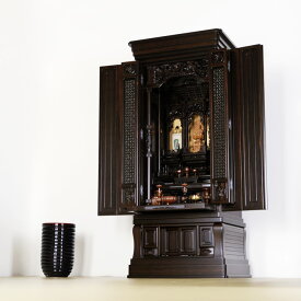 徳島仏壇 極上唐木仏壇［仏具一式付］『仏王 本黒檀 20号』高166.5cm 幅70.5cm 唐木仏壇 高級唐木 本格的な仏壇 縞黒檀 四方厚板貼り 無垢 仏具セット 保証付 設置便対応