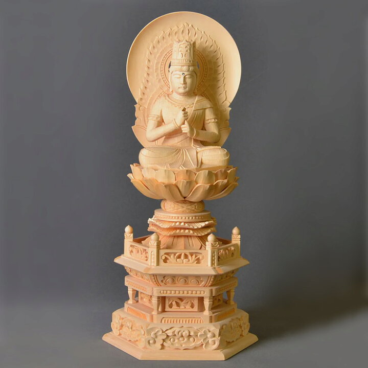 楽天市場】仏像 真言宗『白木 大日如来 円光背』六角台座 1.8寸 2.0寸 