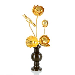 常花 国産 小常花【アルミ製 常花 5本立 3寸〜4寸 金色 華鋲用 単品(左右どちらか1本)】日本製 供え物 造花 仏具 じょうか 枯れない蓮華 蓮の花 仏具 モダン 伝統 仏具 小さい 華やか きらび