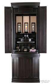 仏壇 モダン仏壇 50号 直置き ［仏具付］【黎明 本黒檀 50×19号】照明付 本黒檀 縞黒檀 無垢材 二方厚板貼り 国産仏壇 唐木モダン 床置き 台付 仏具セット 仏壇セット 掛軸 インテリア仏壇 現代仏壇 シンプル デザイン仏壇 おしゃれ 設置便対応 保証付