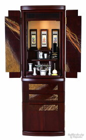 仏壇 モダン仏壇 50号 直置き ［仏具付］【秋紅 50×17号】照明付 パーロッサ 国産仏壇 みかげ塗 特殊技法 唐木モダン 床置き 台付 仏具セット 仏壇セット 掛軸 インテリア仏壇 現代仏壇 デザイン仏壇 おしゃれ 設置便対応 保証付