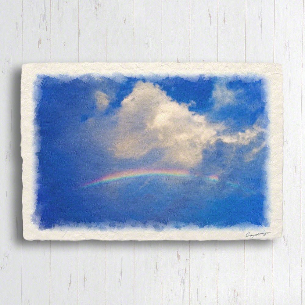 楽天市場】和紙の絵写真 48x33cm アートパネル 青 空 「虹と入道雲