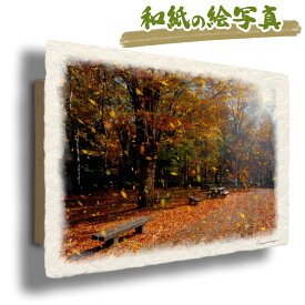 絵 風水 絵画 玄関 おすすめ 運気が上がる絵 インテリア アートパネル 風景画 おしゃれ 開運 金運 トイレ 玄関 に 飾る 絵 画 壁掛け 木 森 秋 赤 和紙の絵写真 「太陽と欅の落ち葉が舞う公園」