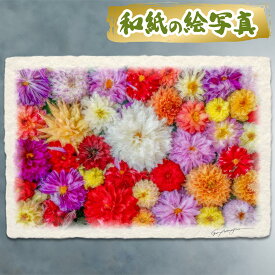 絵 風水 絵画 玄関 おすすめ 運気が上がる絵 インテリア アートパネル 風景画 おしゃれ 開運 金運 トイレ 玄関 に 飾る 絵 画 壁掛け 秋 花の絵 花手水 和紙の絵写真 「一面のダリアの花(白大)」