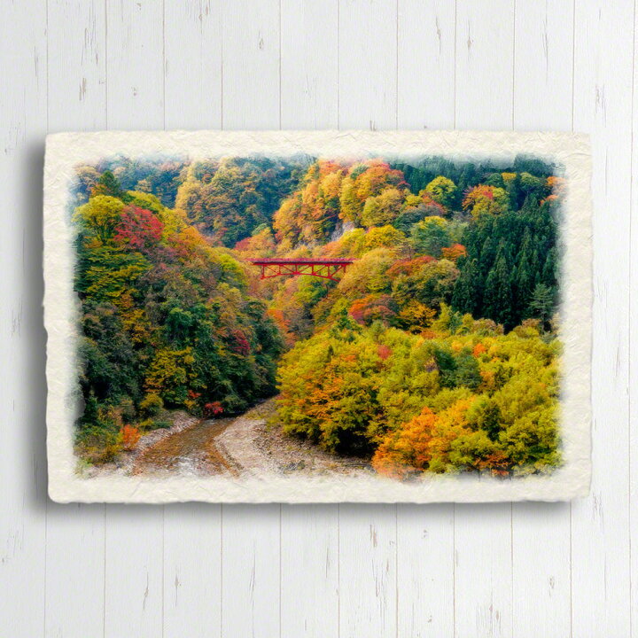 楽天市場】和紙の絵写真 60x40cm アートパネル 秋 川 赤 木 森 「紅葉 
