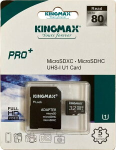 KINGMAX 32GB microSDHC�J�[�h 32GB Class10 UHS-I�Ή� SD�ϊ��A�_�v�^�[�t�� 80MB/s KM32GMCSDUHSP1A 4K �t��HD�Ή�