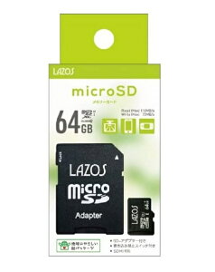 64GB microSDXC [J[h LAZOS UHS-I U3 CLASS10 A_v^[t [_[fBAeNm L-B64MSD10-U3 SDMIΉ Lazos \X