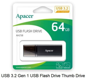 �A�y�C�T�[ Apacer USB������ 64GB USB3.2 Gen1 AH25B�V���[�Y USB������ 64GB �u���b�N �L���b�v�� AP64GAH25BB-1