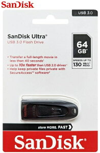 64GB �T���f�B�X�N USB�������[ 64GB 130MB/s SanDisk USB Flash DriveUSB USB3.0�Ή� Ultra SDCZ48-064G-U46 ��e��