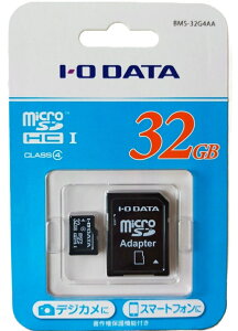 32GB microSDHC�J�[�h IODATA 32GB CLASS4 �}�C�N��sd�������J�[�h SD�A�_�v�^�[�t BMS-32G4AA ���쌠�ی�@�\�Ή� �h��