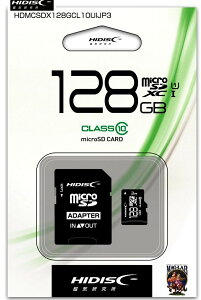 128GB HIDISC microSDXC�J�[�h 128GB CLASS10 UHS-1�Ή� SD�ϊ��A�_�v�^/�P�[�X�t�� HDMCSDX128GCL10UIJP3 �X�}�z�ɍœK �n�C�f�B�X�N