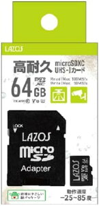 ���ϋvmicro SDXC�J�[�h 64GB UHS-I CLASS10 U3 V10 100MB/s �h���C�u���R�[�_�[ �A�N�V�����J�����Ή� L-B64MSD10-U3V10 LAZOS ���\�X