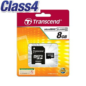 8GB �g�����Z���h microSDHC�J�[�h 8GB Class4�Ή� SD�J�[�h�ϊ��A�_�v�^�t�� Transcend���}�C�N��SDHC�J�[�h TS8GUSDHC4