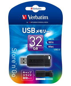 32GB USB�t���b�V�������� �O�H�P�~�J�����f�B�A �X���C�h��USB������ 32GB Verbatim USB2.0USB������ win/mac�Ή� USBP32GVZ4