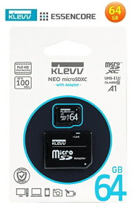 KLEVV microSDXC�J�[�h 64GB �t��HD�Ή� UHS-I U3 Class10 A1 100MB/s SD�ϊ��A�_�v�^�t K064GUSD3U3-NA �G�b�Z���R�A ESSENCORE