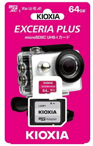 microSDXC�J�[�h 64GB KIOXIA EXCERIA PLUS �}�C�N��SD CLASS10 �X�s�[�h�N���X3 V30 A1 4K�Ή� 100MB/s KMUH-A064G �L�I�N�V�A SD�ϊ��A�_�v�^�t