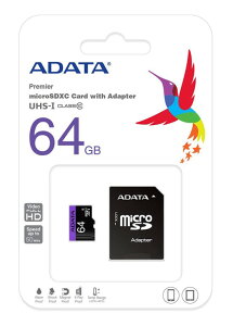 64GB microSDXC�J�[�h 64GB ADATA Premier �}�C�N��SD�������[�J�[�h Class10 UHS-I�Ή� 80MB/s �t��HD�Ή��J�[�h AUSDX64GUICL10-RA1 SD�ϊ��A�_�v�^�t