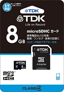 8GB TDK microSDHC�������[�J�[�h 8GB Class4 SD�A�_�v�^�[�t�� New�j���e���h�[3DS����m�F�ς� T-MCSDHC8GB4