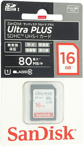 �T���f�B�X�N SDHC�J�[�h 16GB UHS-I Class10�Ή� �E���g���v���XSD�J�[�h 80MB/�b SDSDUSC-016G-JNJIN �t��HD�^��Ή� �������K�i