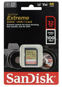 32GB SDHC�J�[�h �T���f�B�X�N �G�N�X�g���[�� SDHC UHS-I U3 V30 Class10 32GB SD�������J�[�h 100MB/s SDSDXVT-032G-GNCIN 4K �t��HD�Ή�