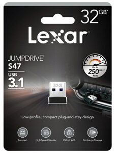 32GB �t���b�V���h���C�u Lexar JumpDrive S47 �����^ USB������ 64GB USB3.1 250MB/s LJDS047032G-BNBNJ ���L�T�[ �u���b�N �R���p�N�g�ȃt���b�V���������[
