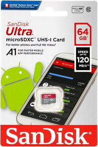 64GB �T���f�B�X�N microSDXC�J�[�h UHS-1 class10 120MB/s �h�� microSDXC������ A1�Ή� �A�v���œK�� SDSQUA4-064G-GN6MN