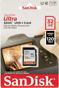 32GB SDHC�J�[�h SanDisk �T���f�B�X�N Ultra SD�J�[�h CLASS10 UHS-I R:120MB/s SDSDUN4-032G-GN6IN �t��HD�Ή�